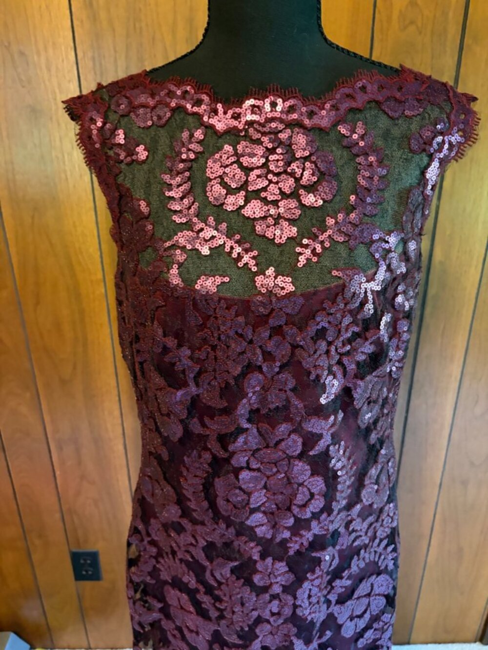 Midi length sequin purple cocktail dress